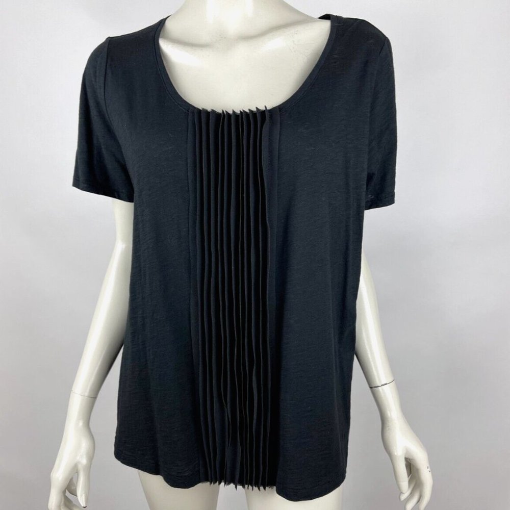 Talbots Short Sleeve Top Women 2X NWT Round Neck Stretch Cotton Tee Shirt Black